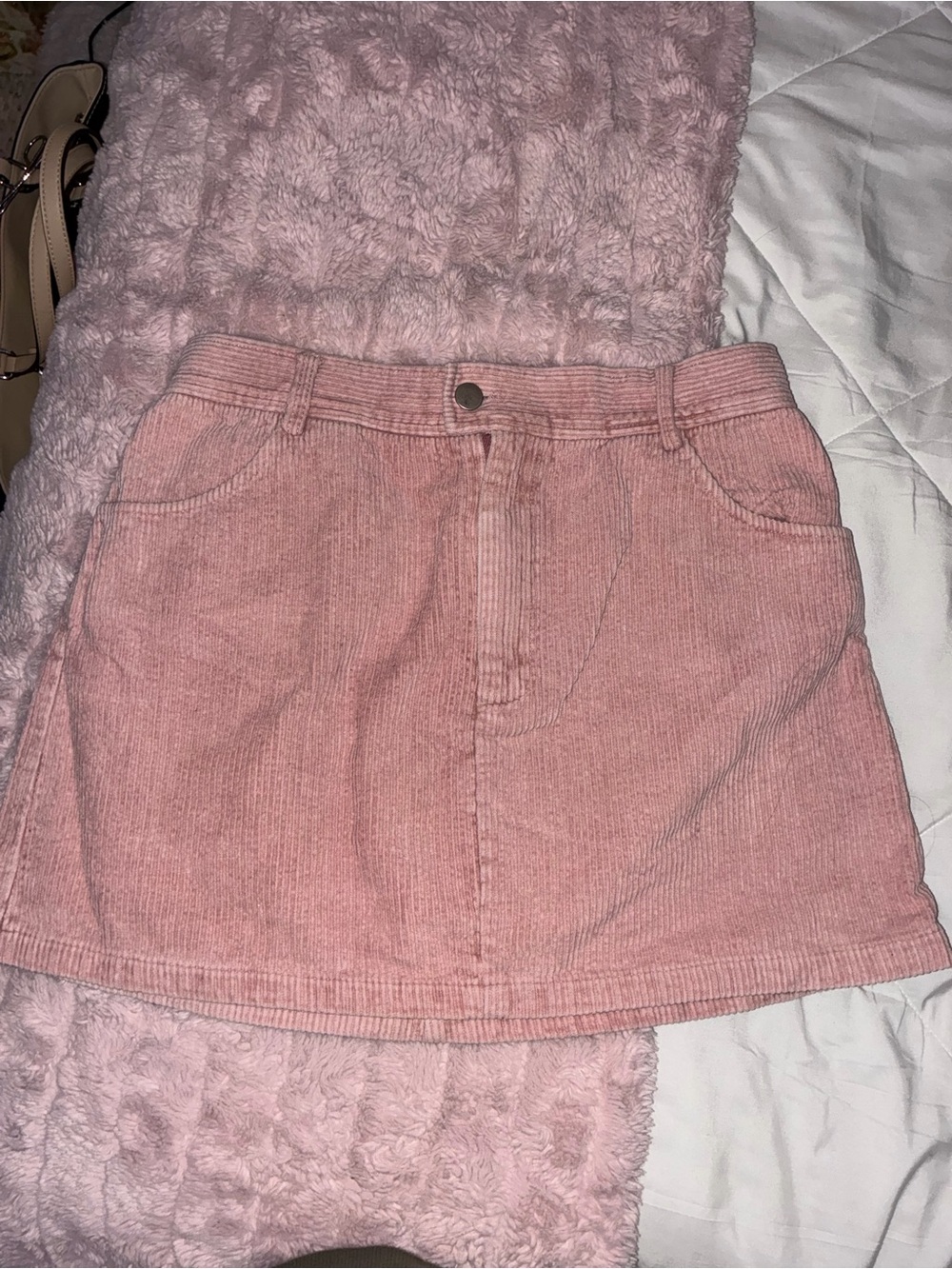 Kendall & Kylie Pink Corduroy Mini Skirt